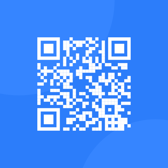 image of a QR code behind a blue background